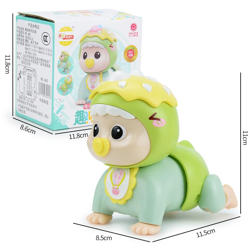 Детский пазл Электрический свет Музыка Динозавр Ползающая кукла, Раннее образование младенцев Обучение историям Ползающая игрушка