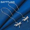 New Style 925 Sterling Silver Fashion Long Tassel Dragonfly Earrings For Women Girlfriends Gift Jewelry Accessories Party