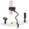 Microphone Stand, Microphone Arm, Gooseneck, Tabletop Microphone Stand for Fixed and Dynamic Microphones, with Extendable Smartphone Holder, Adjustabl