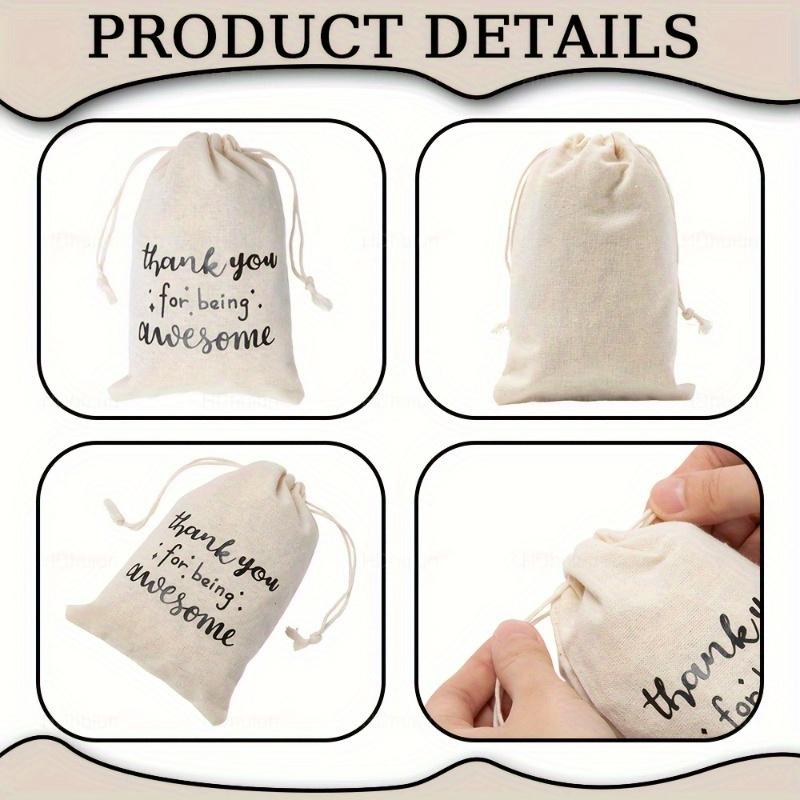 5/10pcs Canvas Drawstring Bag, Birthday Party, Holiday, Wedding Decoration Gift, Letter Print, Drawstring Drawstring, Drawstring Bag