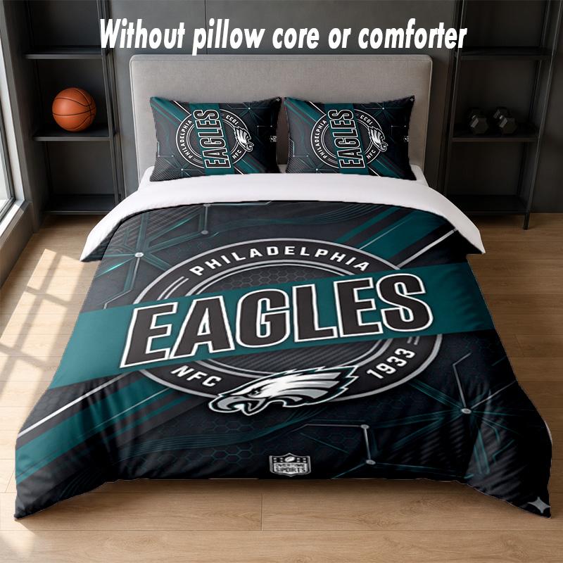 Дизайн Philadelphia Eagles Комплект постельного белья 1 пододеяльник + 2 наволочки Мягкое дышащее домашнее постельное белье