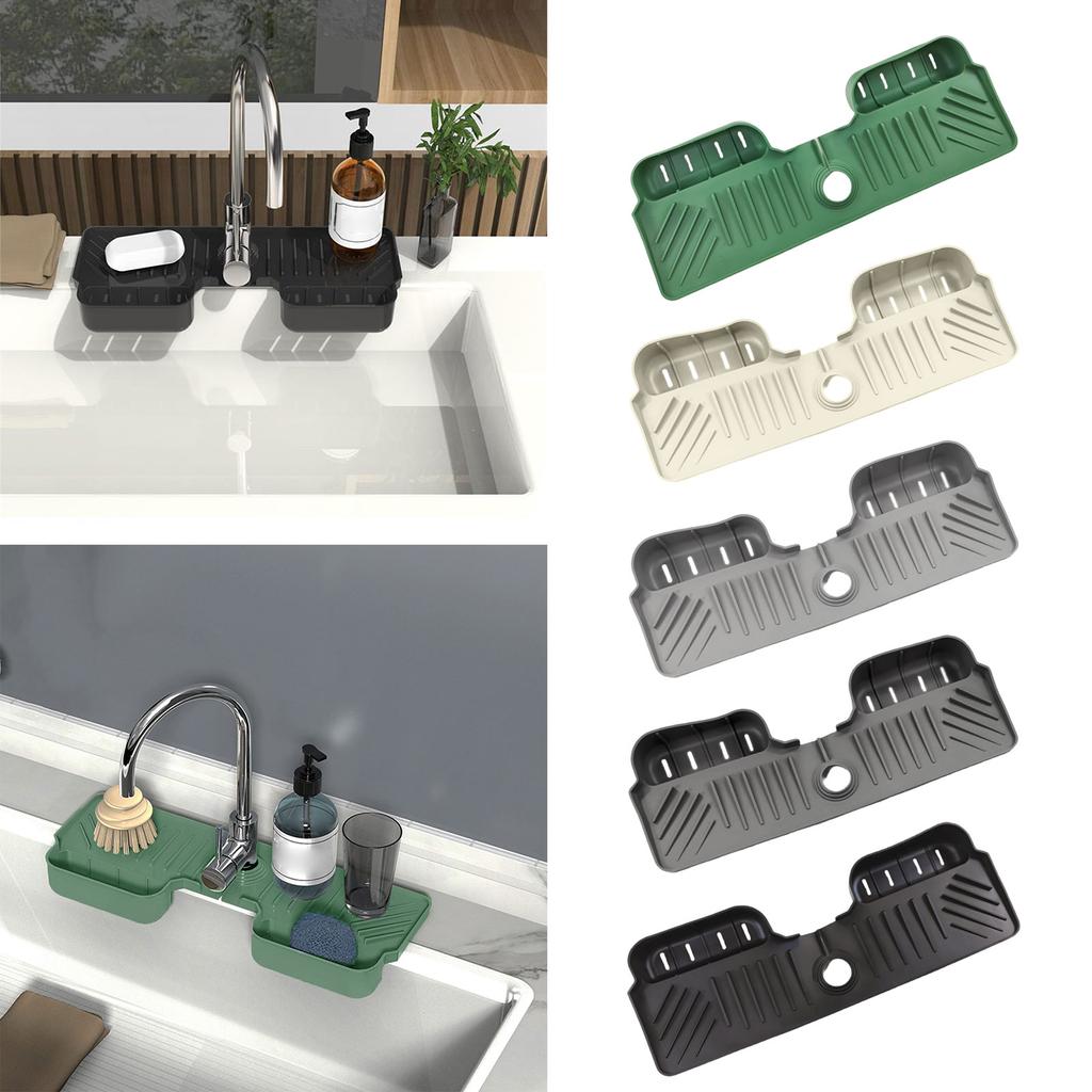 Kitchen Sink Splash Guard Drying Rack and Sponge Holder Kitchen Sink Accessories Faucet Splash Mat Bathroom