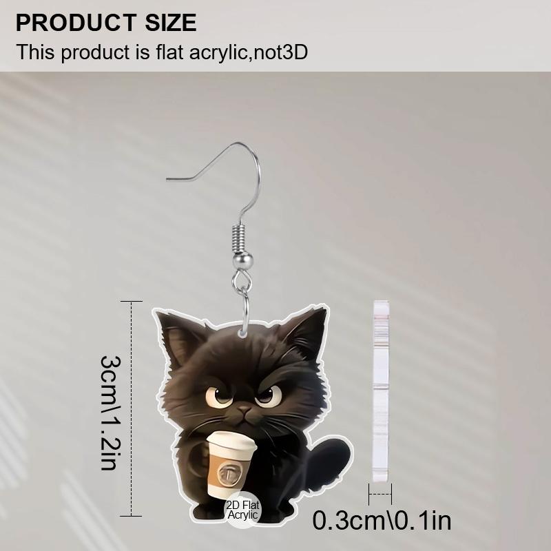 2D Flat Cute Acrylic Animal Earrings Funny Cartoon Animal Charm Earrings Halloween Mug Cat Earrings Women Creative Jewelry Gifts