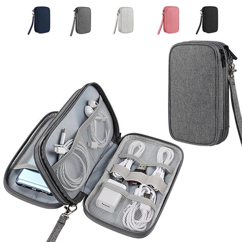 Travel Gadget Portable Backup Charger Power Bank Storage Bag Cable Electronic Organizer External Battery SD Cards Hard Drives USB Wires Case Kit Pouch