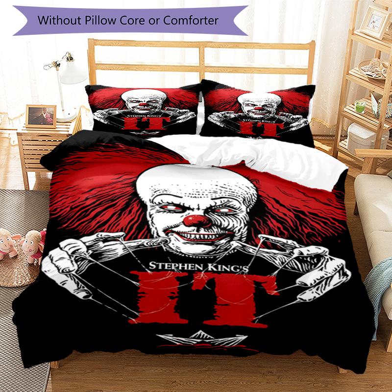 3pcs Pennywise1 Design Cover Set - HD Printed Bedding with 1 Cover and 2 Pillowcases - Perfect for Home and Dorm Decor