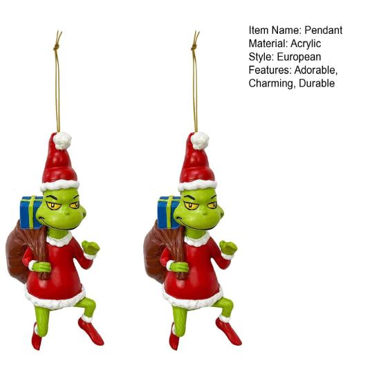 2 шт. Рождественское украшение Зеленый меховой эльф кукла подвеска акриловая праздничная подвеска украшение для