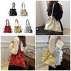 Aesthetic Armpit Bag for Women Girls Bows Shoulder Bag Handbag Student School Bag PU Leather Underarm Bag Bucket Bag  White