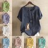 Women's Fashion Round Neck Short Sleeve T-shirt Casual Cotton Linen Graphic Shirt Leisure Loose Fox Prined Summer Blouse Tops