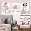 Fashion Woman Poster Pink Flowers Perfume Canvas Painting Wall Art Eyelash Makeup Print Picture Modern Girl Room Home Decoration