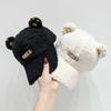 Women'S Lambswool Baseball Cap with Detachable Ear Warmer Flaps, Elastic All-Season Hat,Plush Polyester Duckbill Cap with Knit Fabric Ear Protection