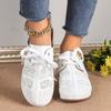 Women's Wedge Heel Half Slippers Lace Up Pattern Hollow Headed  European and American Style Oversized Hollow Slippers