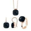 Set - LOVA LOLA VAN DER KEEN - LINEA MODA - Genuine Black Crystal - 925 Silver - Rose Gold