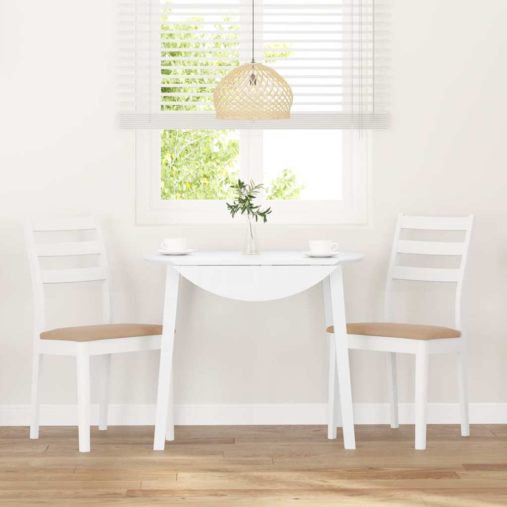Dining Chairs with Cushions 2 pcs White Solid Rubberwood
