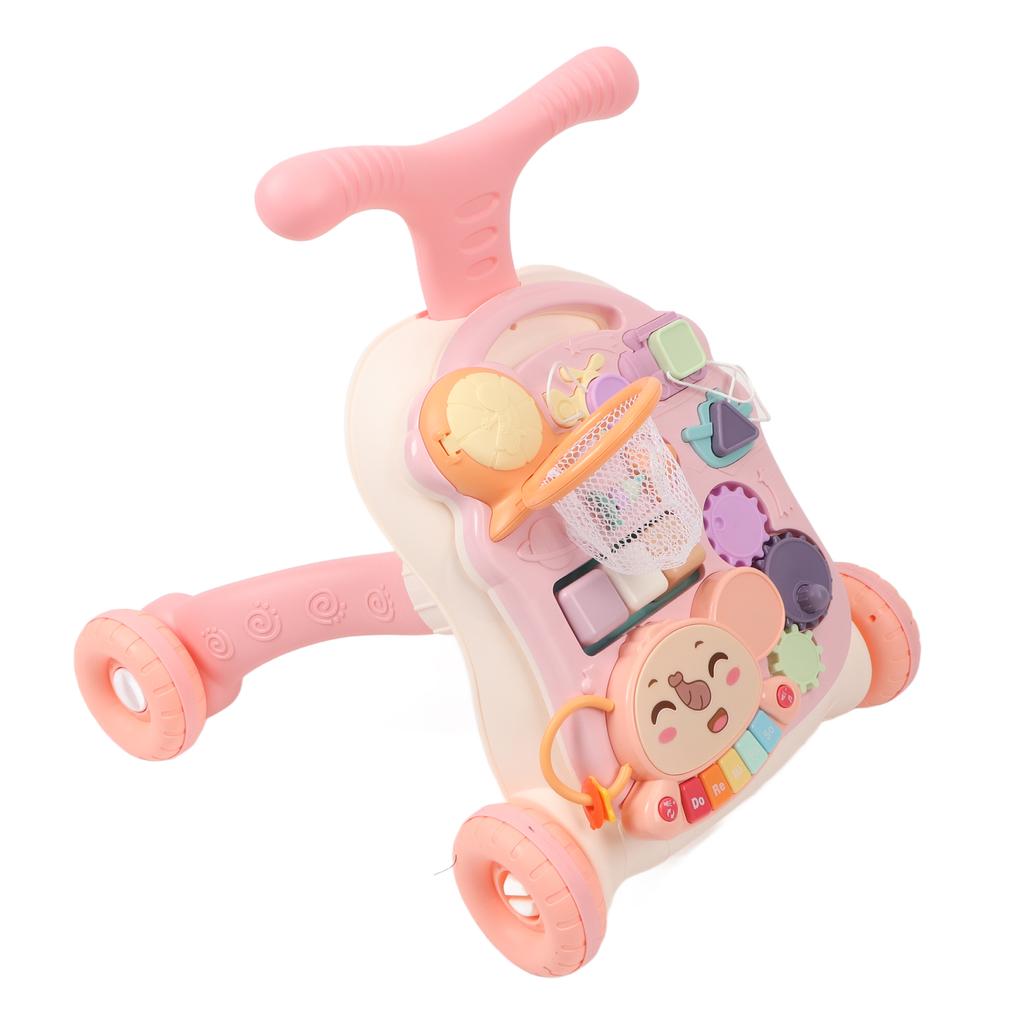 Baby Walker Detachable Piano Board Triangular Structure Play Panel Walk Learning Toy with Water Box