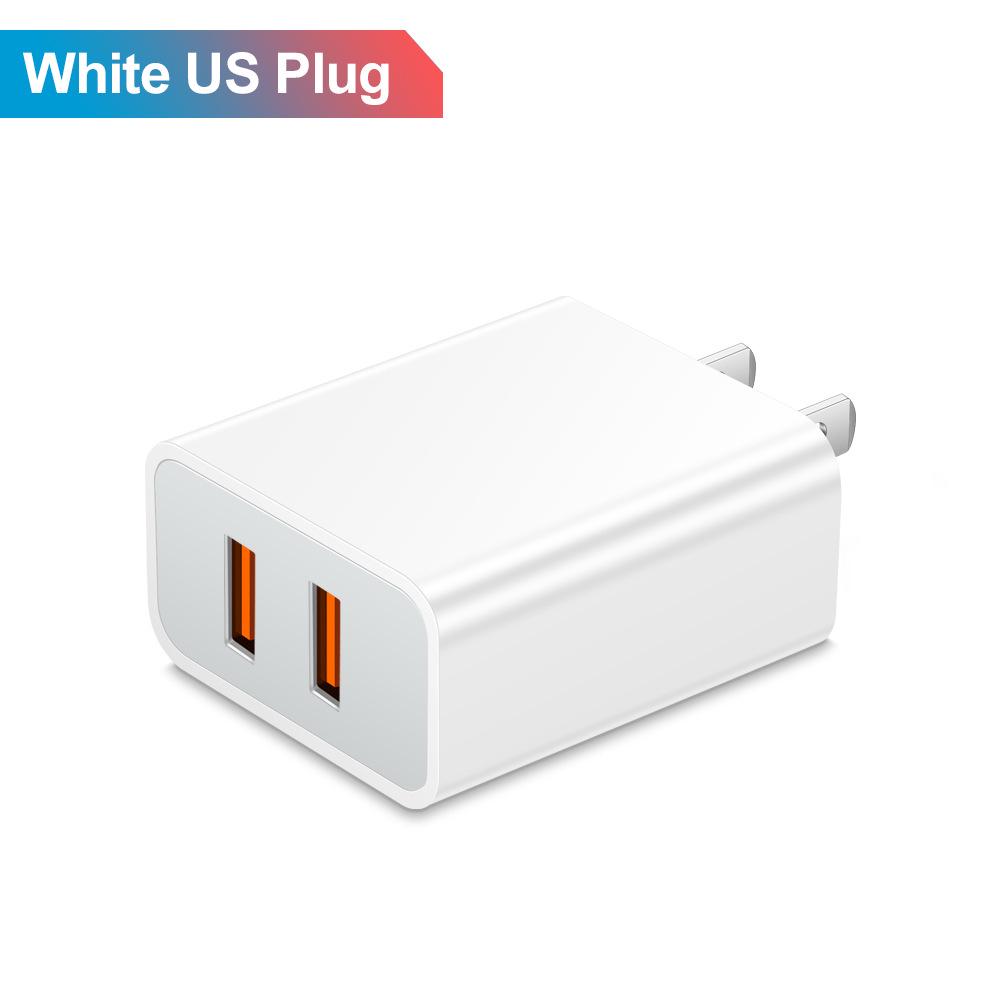 Двойное USB-зарядное устройство QC3.0, 2 порта по 2,4 А, дорожный адаптер: США, ЕС, Великобритания