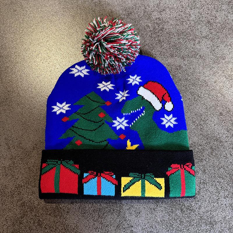Милый лось снеговик Санта Клаус узор Рождественская тема Теплая вязаная шапка для взрослых Теплая зимняя праздничная мода