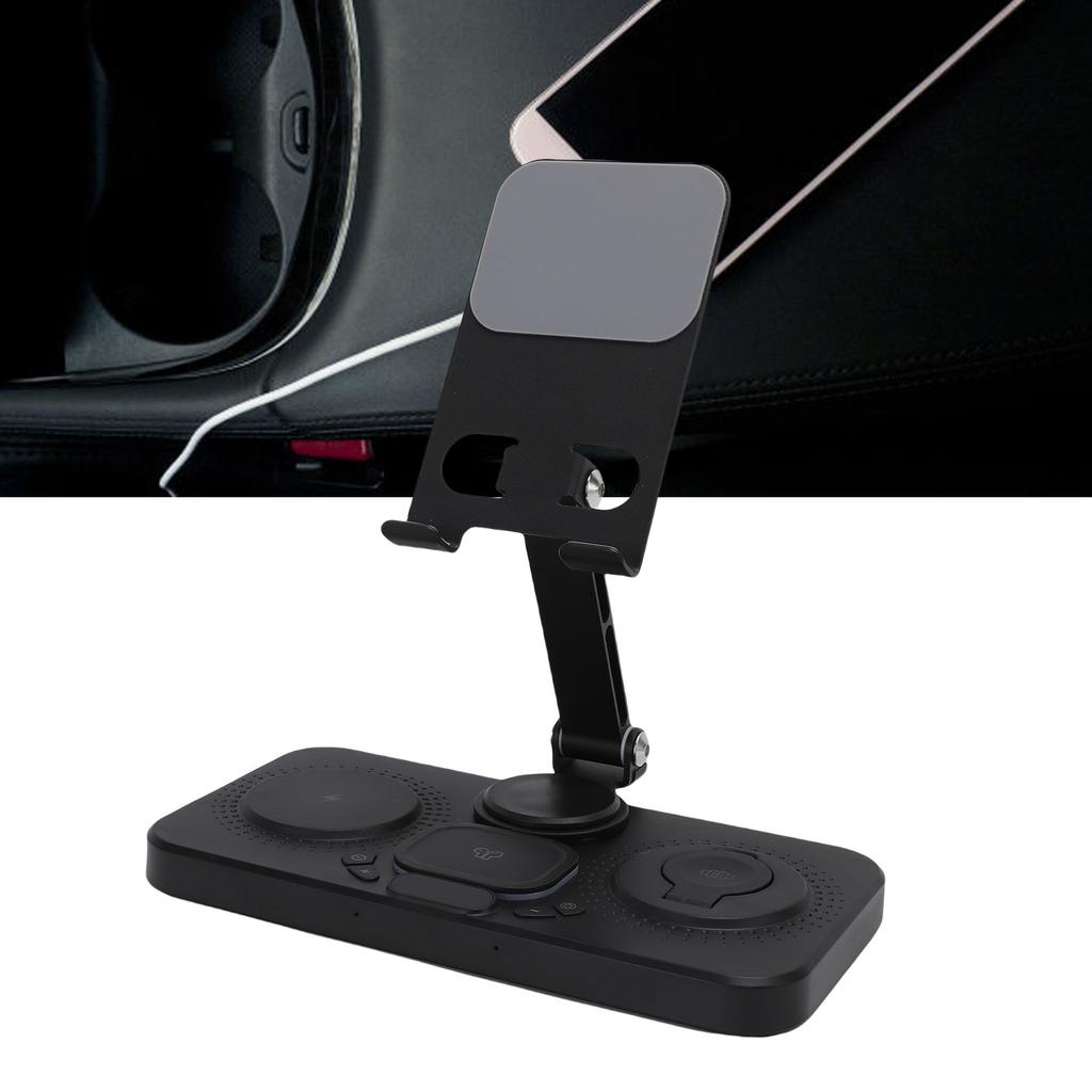 Беспроводное устройство 6 в 1 для устройства с будильником и 6-цветной подсветкой, 15 Вт, складная проводная зарядная станция