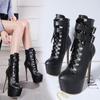 Women Autumn Ankle Boots Sexy High Heels Platform Boots Round Toe Leather Booties Black Shoes Ladies Party Shoes New