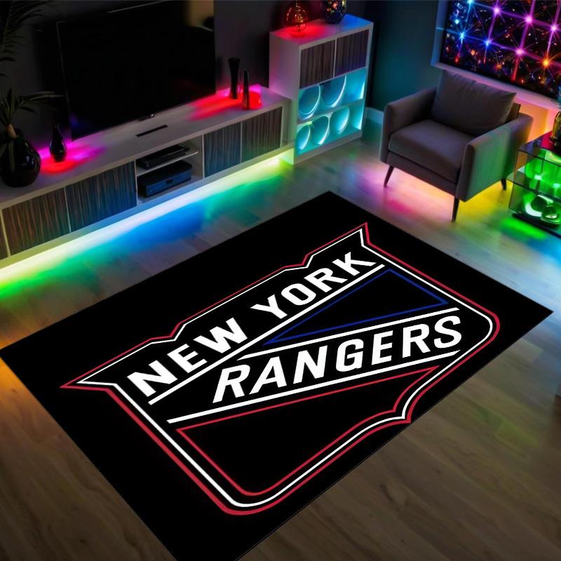 New York Rangers Design Crystal Velvet Carpet Cozy Non?Slip Printed Rug For Bedroom Living Room Entrance