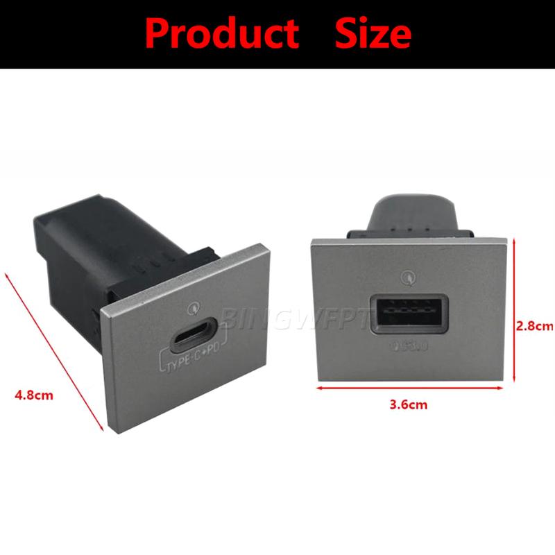 Серебристый Автомобильный USB-зарядник Быстрая зарядка QC3.0 PD Type C Адаптер для зарядки телефона в автомобиле Для Ford Focus 2 MK2 2009 2010 2011