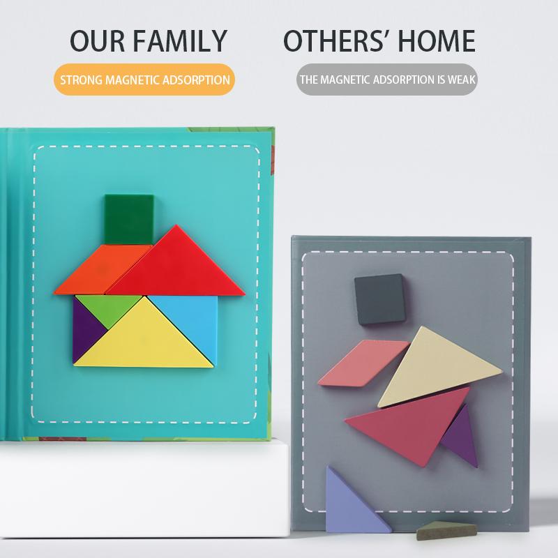 3D деревянные магнитные головоломки, игры, геометрические фигуры, танграм, игрушка Монтессори, раннее образование, сортировка игрушек, подарки для детей