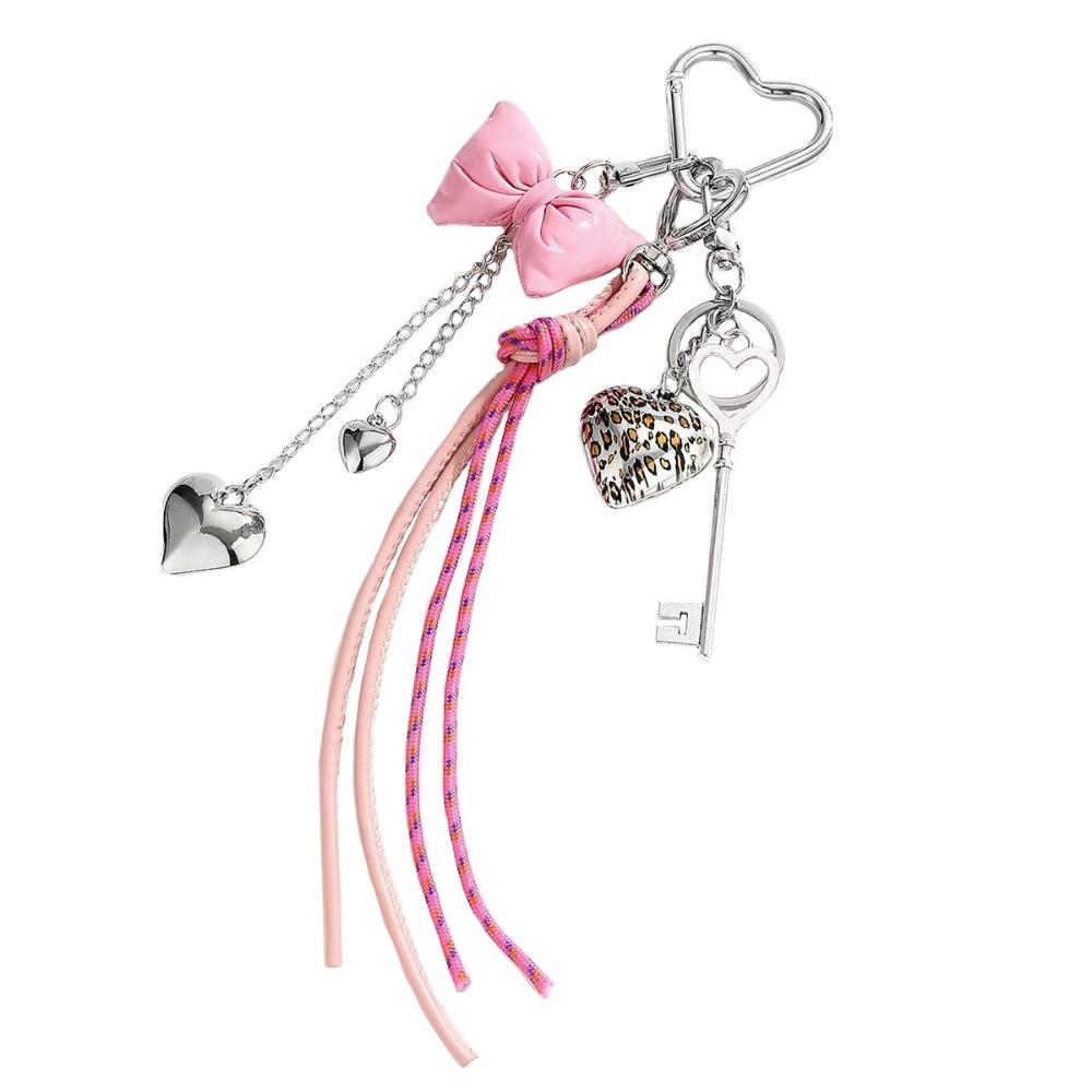 Hand-Woven Heart-shaped Mobile Pendant Nylon Rope Single Button Tassel Keychain Birthday Parties