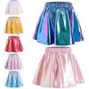 Девочки Металлическая Блестящая Юбка А-силуэта Эластичный Пояс Мини-юбка для Танцев Черлидинга Сценических Выступлений