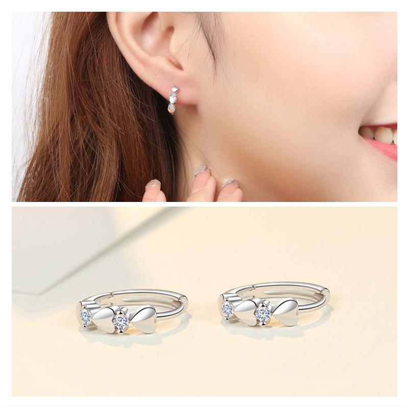 New Silver Color Temperament Heart-shaped Earrings Fashion Heart Hoop Earrings Wild Earrings ARI