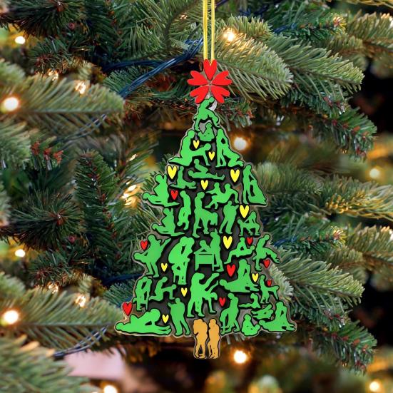The Naughty Tree Christmas Ornament Humorous 2D Acrylic Green Tree Shaped Hanging Decor Funny
