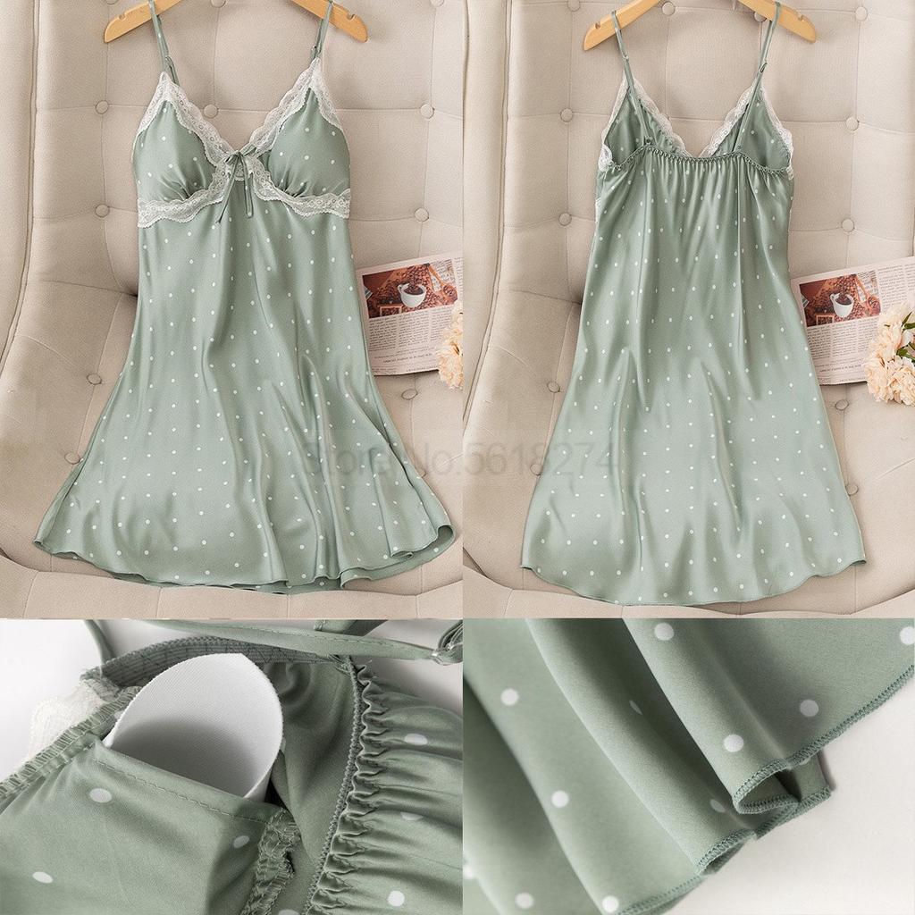 Ночная сорочка на бретельках Пижама Сексуальная комбинация Ночная рубашка Женское Кимоно Халат Шелковая ночная сорочка С V-образным вырезом Летняя одежда для сна