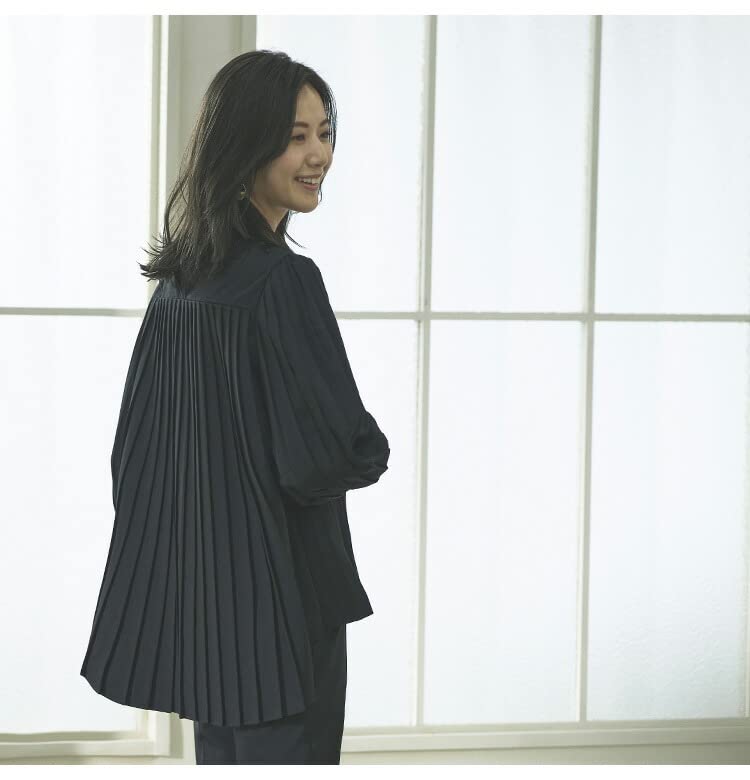 Louet плиссированные расклешенные топы брючный костюм костюм для мам брючный костюм церемониальный костюм повседневный формальный большой размер комплект с длинным рукавом для поездок на работу деловой офис 4L черный [Louis