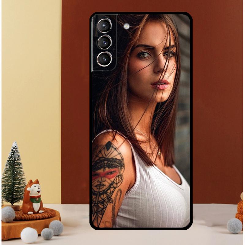 Sexy Tattoo Girl Case For Samsung Galaxy S23 Ultra S24 S22 Note 20 Ultra 10 Plus S8 S9 S10 S20 S21 FE Cover