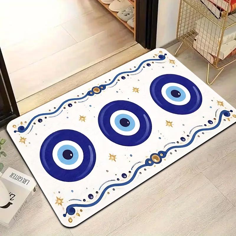 Mystic Nazar Porch Welcome Mat Gold Star Bohemian Floor Carpet for Indoor Anti Slip Toilet Bathroom Floor Rugs Cushions Pad