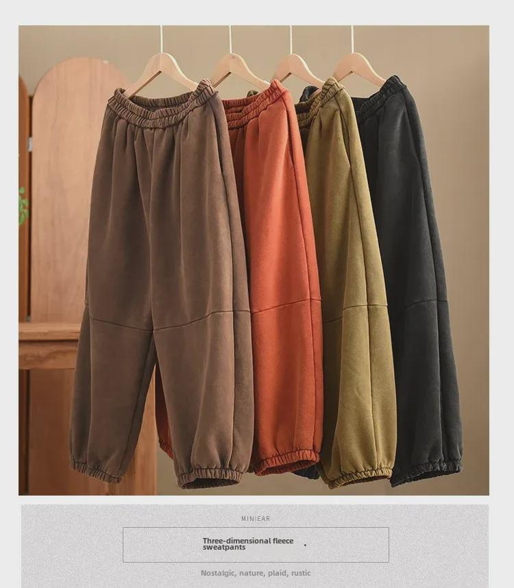 Женские зимние повседневные плюшевые спортивные штаны 2024 года — художественное плетение, мягкие, теплые, утолщенный дизайн