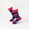 1 Pair of Autumn and Winter New Cartoon Red Mouth Dark Purple Bottom Flamingo Pattern Men's Cotton Socks Mid-tube Socks