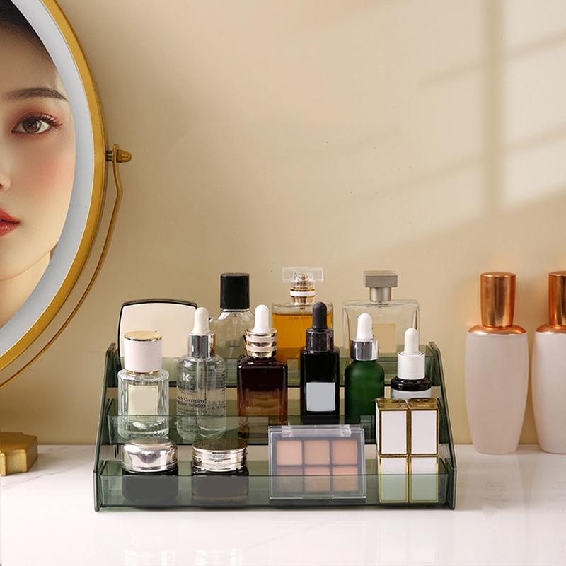 1 шт. прозрачный трехслойный ящик для косметики, органайзер для общежития, пластиковый косметический столик для туалета, настольный ящик для хранения