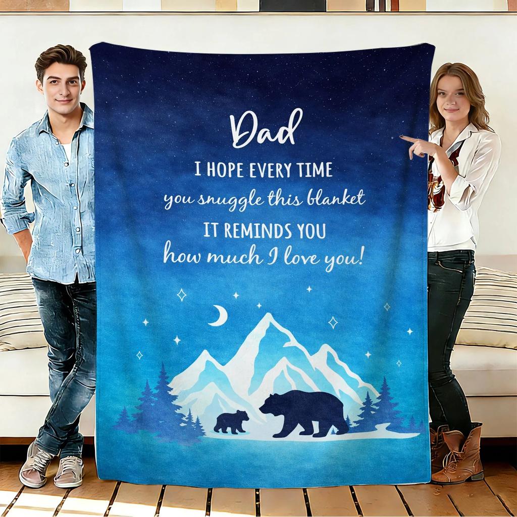 Father and Bear Mountain Flannel Blanket Soft Cozy Throws Napping Travel Use