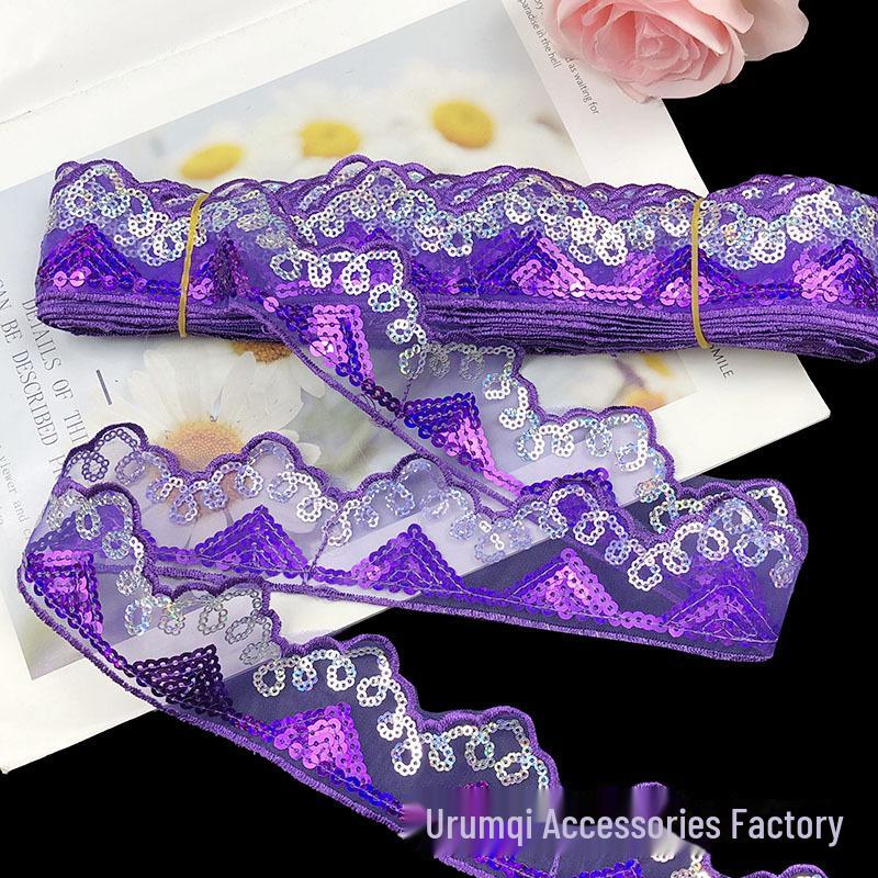 Готовая к использованию сетчатая занавеска с вышивкой пайетками и треугольной кромкой из пайеток