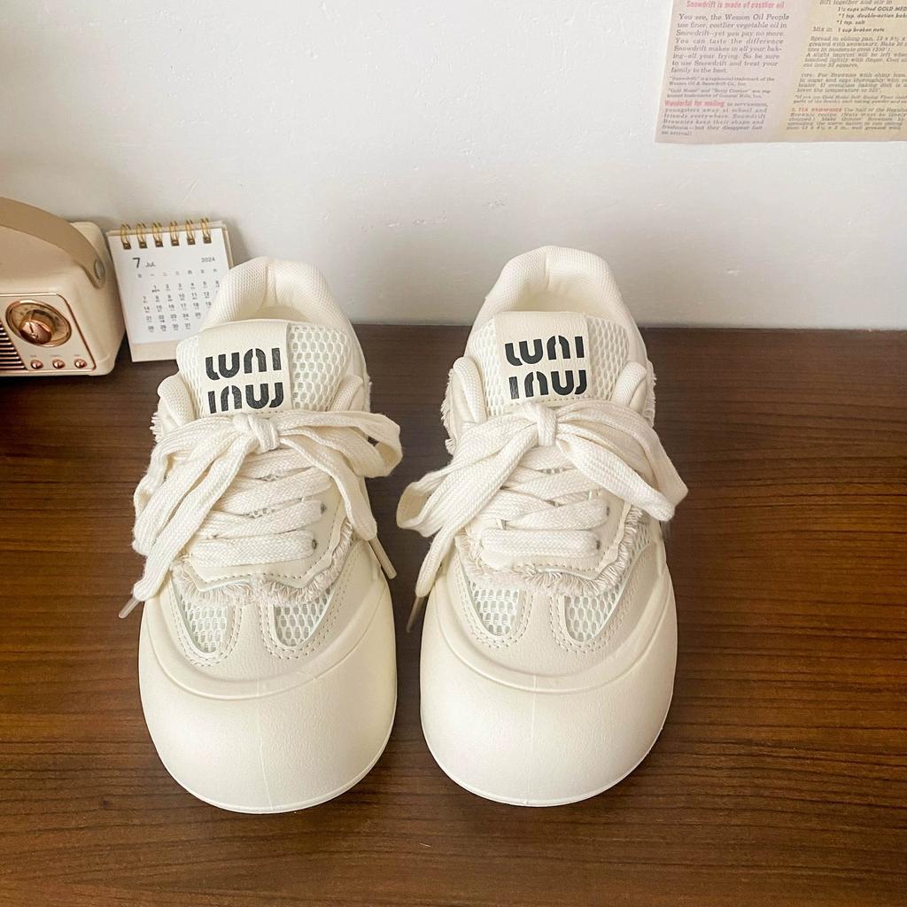 Круглый носок толстая подошва сетка уродливые милые девушка лето новый дышащие туфли-хлеб повседневные универсальные кеды