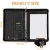 Portfolios  Organizer 4-Ring Binder Leather  A4 Zippered Padfolio with 10 Inch Tablet  Solar Calculator Card Storage and Writing Pad