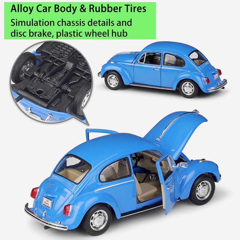 Масштаб 1/24 Welly Volkswagen Beetle, модель автомобиля из сплава, литье под давлением, металлические игрушечные автомобили, модель автомобиля, коллекция высокой имитации, детские подарки