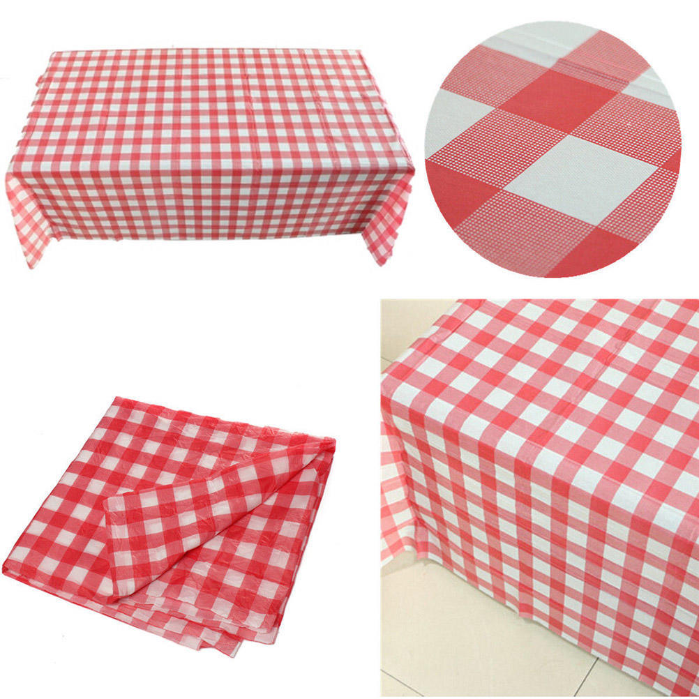 Red Gingham Plastic Disposable Wipe Check Tablecloth Party Outdoor Picnic Bbq