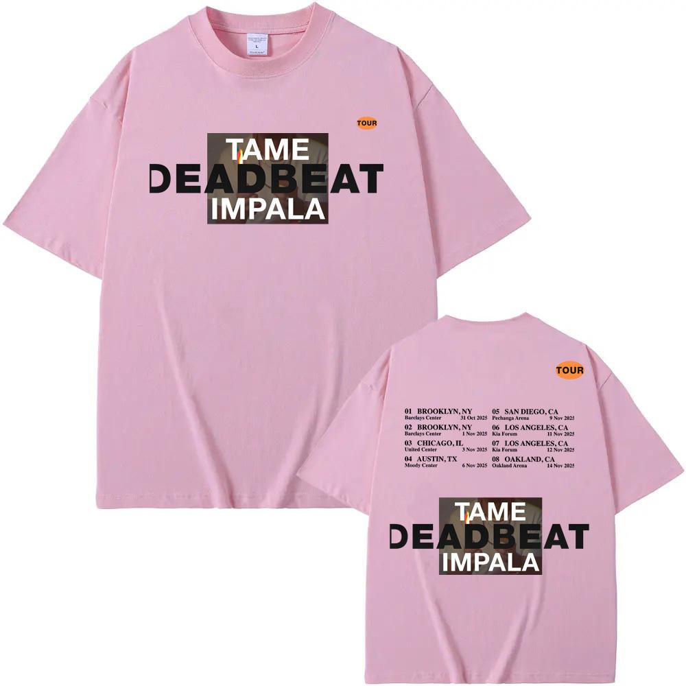 Tame Impala - Deadbeat Tour2025 Футболка Летний Рок Оверсайз 100% Хлопок Круглый Вырез Топы Одежда Круглый Вырез Рэпер Ropa Mujer