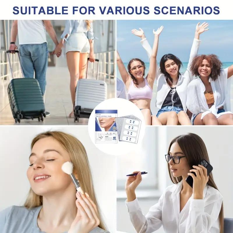 Лента для подтяжки лица, для глаз, двойного подбородка и шеи, мгновенное подтягивание кожи, водонепроницаемая, прозрачные пластыри для коррекции фигуры, подтяжка лица