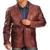 Mens Genuine Lambskin Leather Blazer Dark Tan Color | Slim Fit Formal Leather Blazer | Handmade Leather Blazer With Two Button Coat