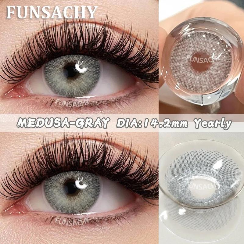 FUNSACHY 1 пара цветных контактных линз синие зеленые серые натуральные линзы для глаз красота зрачка линзы для ношения 1 год женская косметика