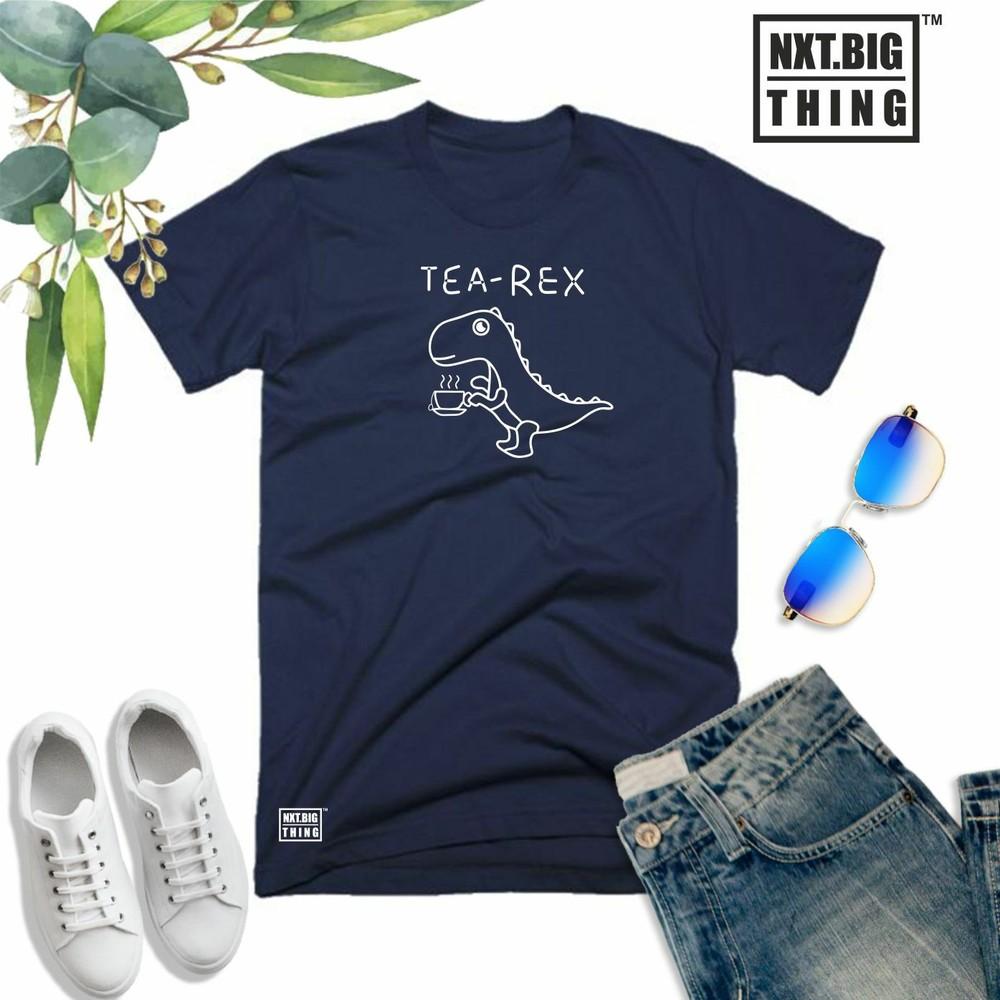 Tea Rex T Shirt Cute Dinosaur Jurassic Morning Coffee Brew Fun Xmas Gift Unisex Top