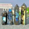 Rainbow Labradorite Crystal Obelisk Wand Natural Hexagonal Prism for Jewelry Making & Home Decor