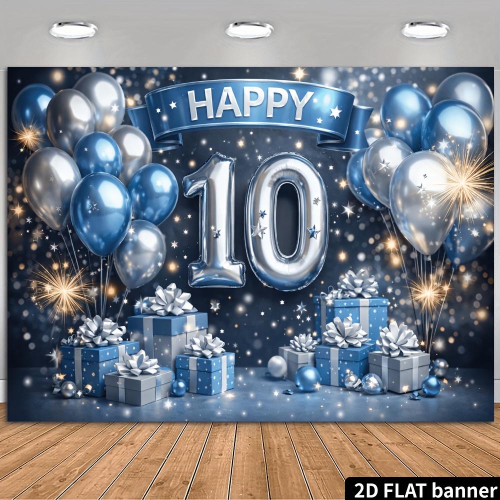 2D 10th Anniversary Celebration Banner Background - Blue and Silver Theme 10th Anniversary Celebration Background Polyester