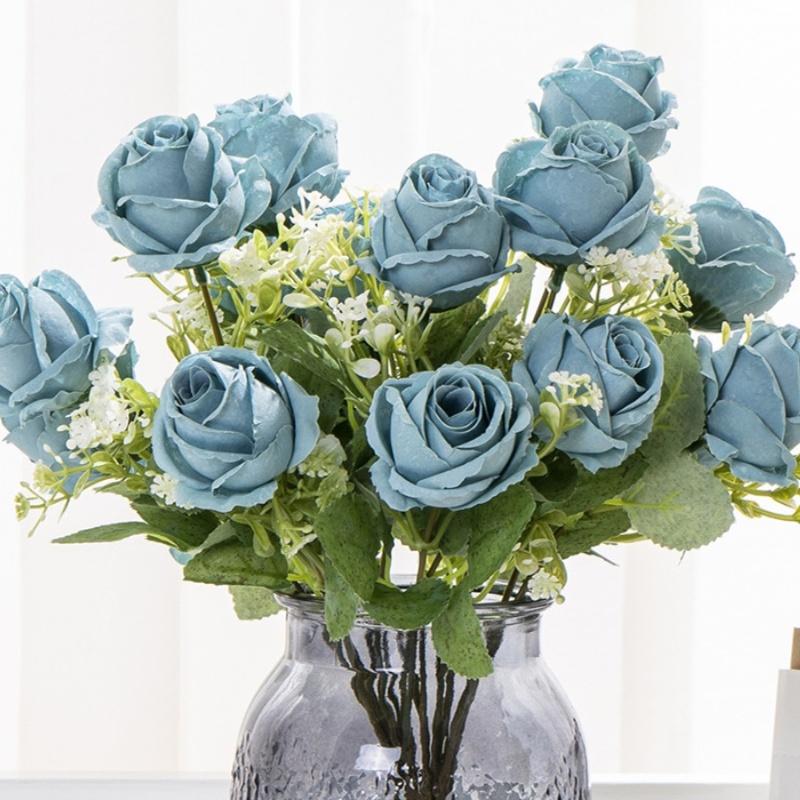 9 голов/1 букет, искусственные шелковые розы, цветы невесты для свадебной вечеринки, украшение дома1, винтажная роза/bunga Rose/bu